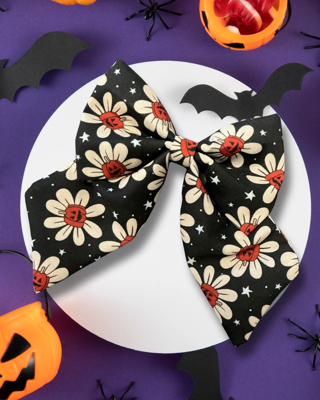 Pumpkin Flower Halloween Sailor Bow