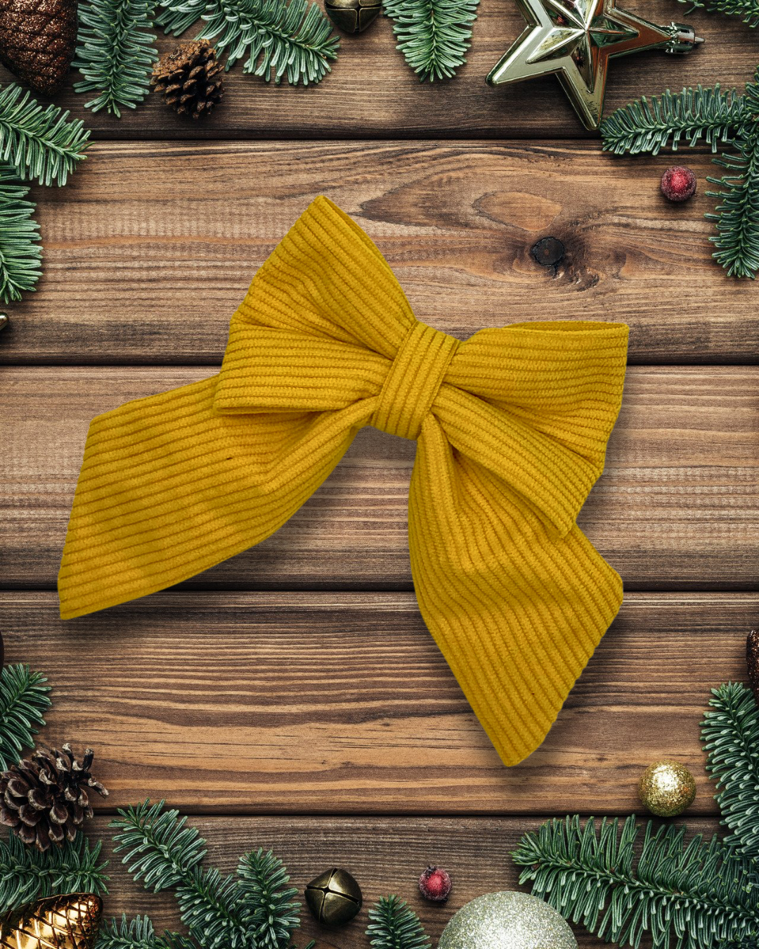 Yellow Corduroy Sailor Bow