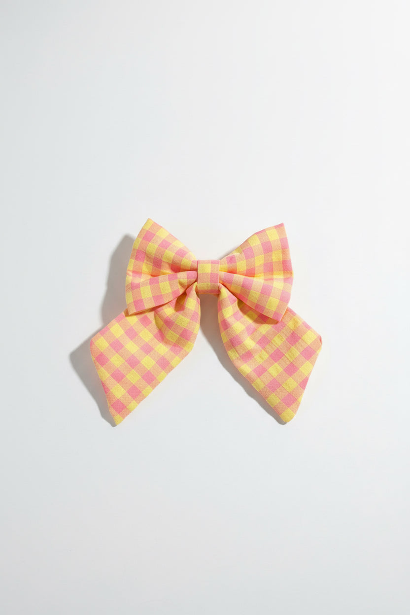 Heritage Hound Sailor Bow - Peach Gingham