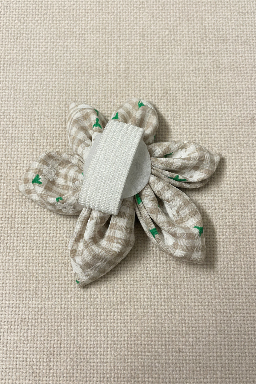 Floral Gingham Print Collar Flower