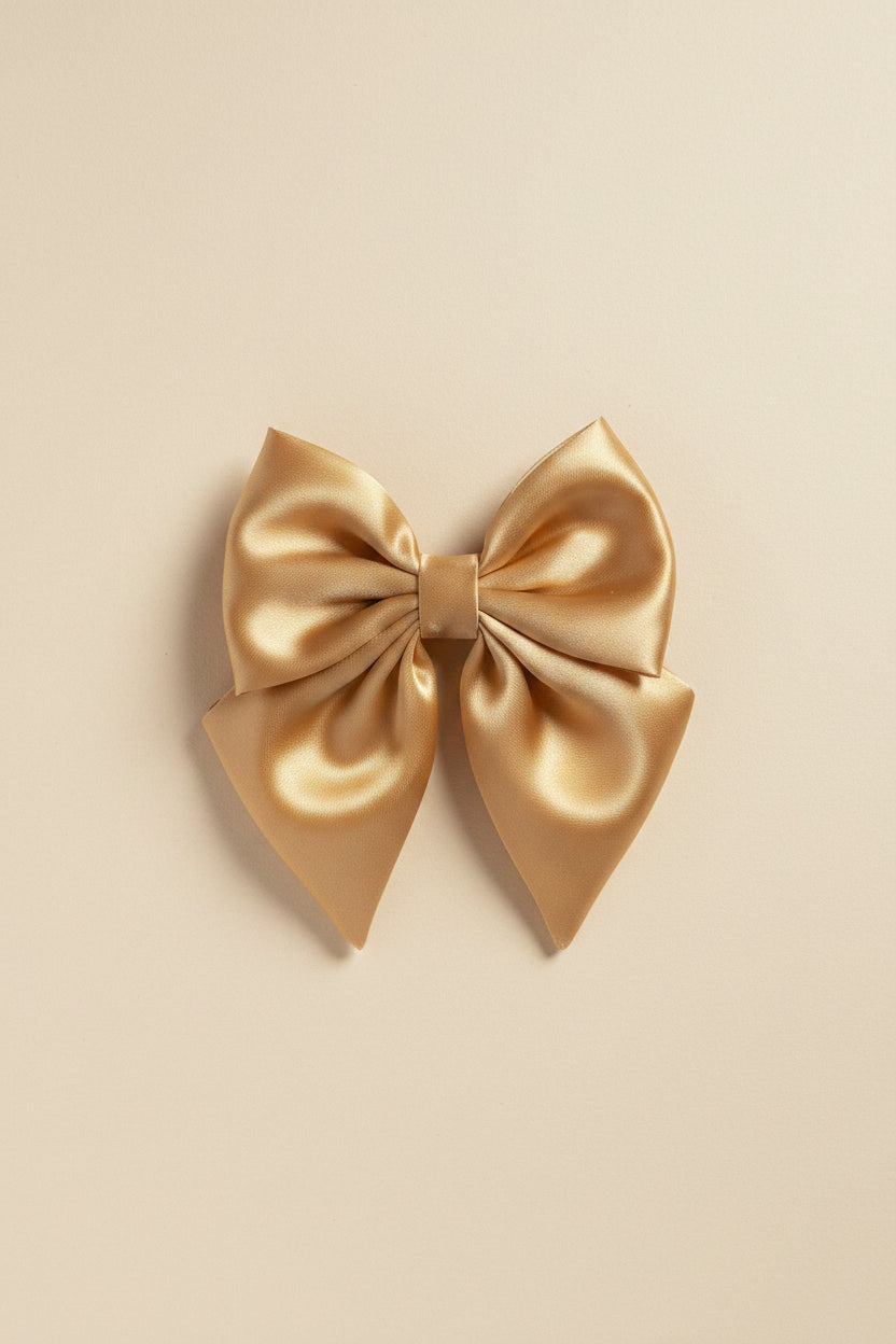 Little Satin Rambler Bow - Gold
