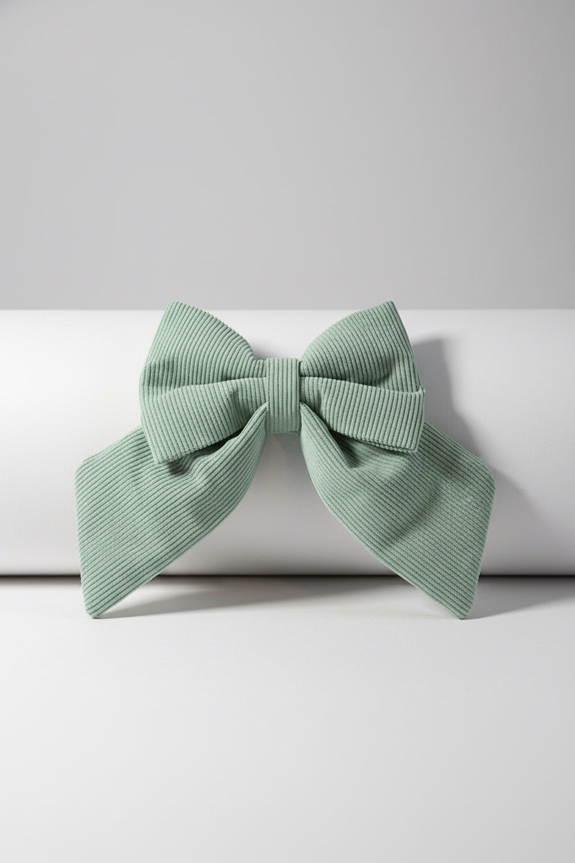 Pastel Dark Mint Corduroy Sailor Bow
