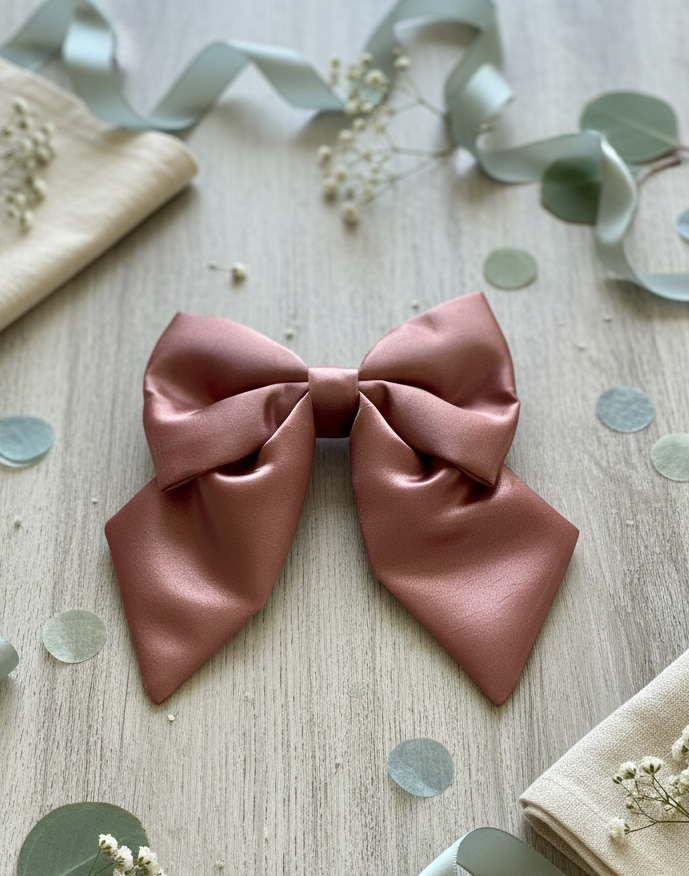 Satin Luxe Sailor Bow - Pink
