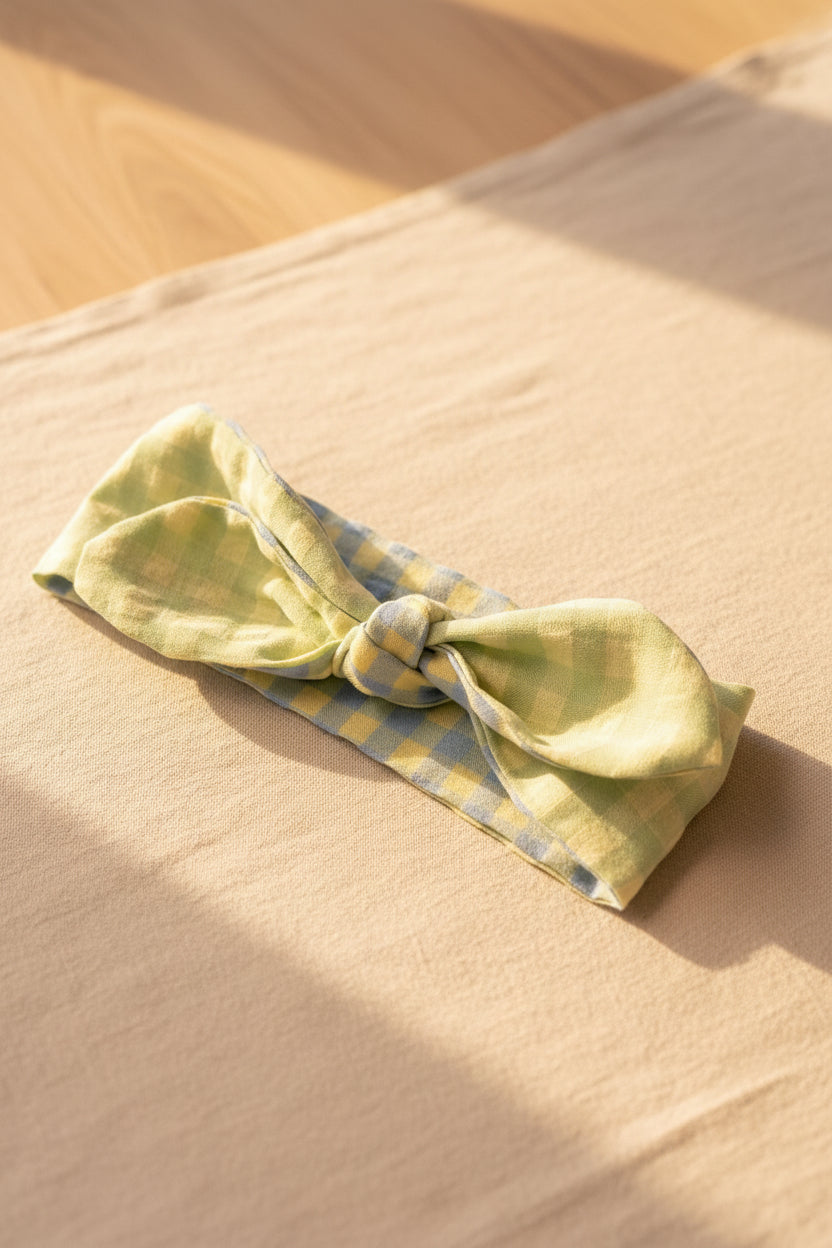 Picnic Pals - Pastel Reversible Gingham Dog Neckerchief Sage & Bluebell