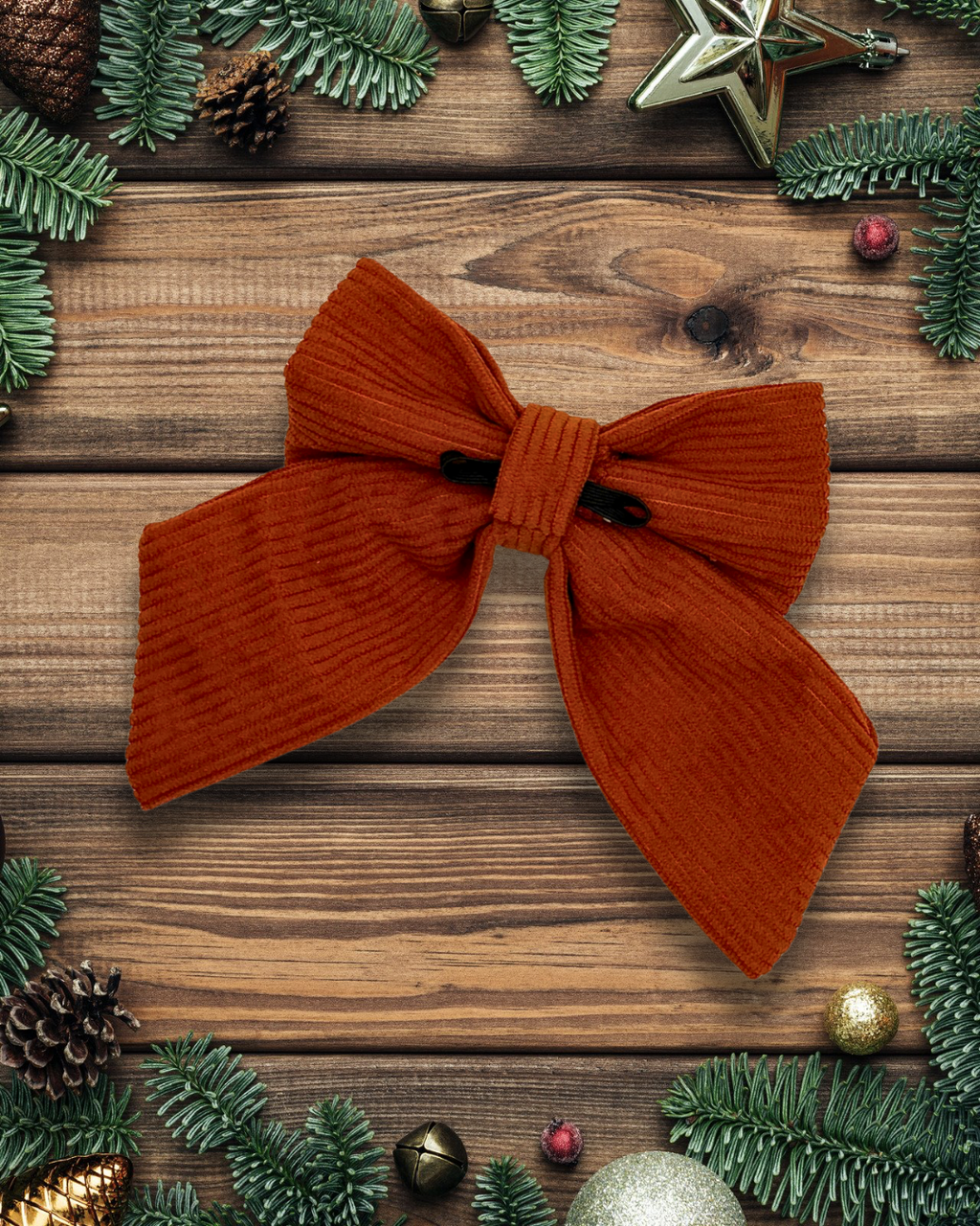 Terracotta Corduroy Sailor Bow