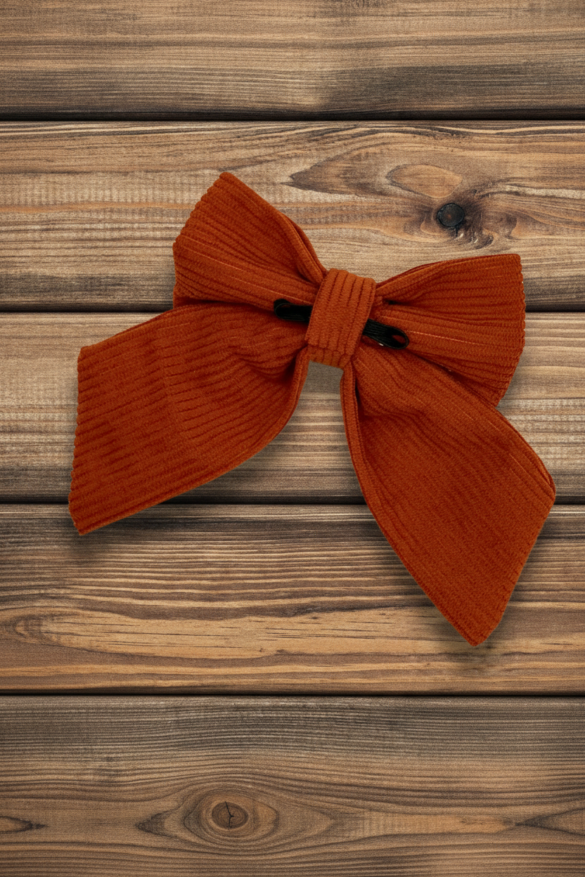 Terracotta Corduroy Sailor Bow