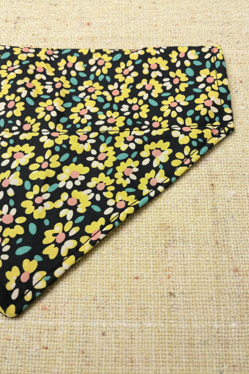Floral Collar Bandana – Yellow Sunflower Print