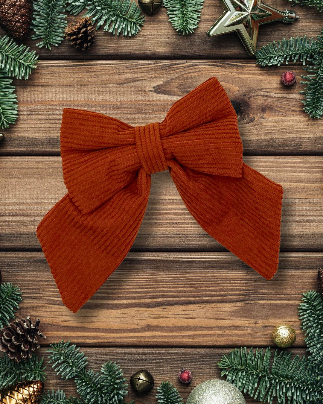 Terracotta Corduroy Sailor Bow