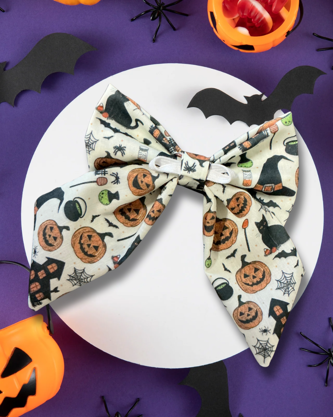 Cream Halloween Sailor Bow