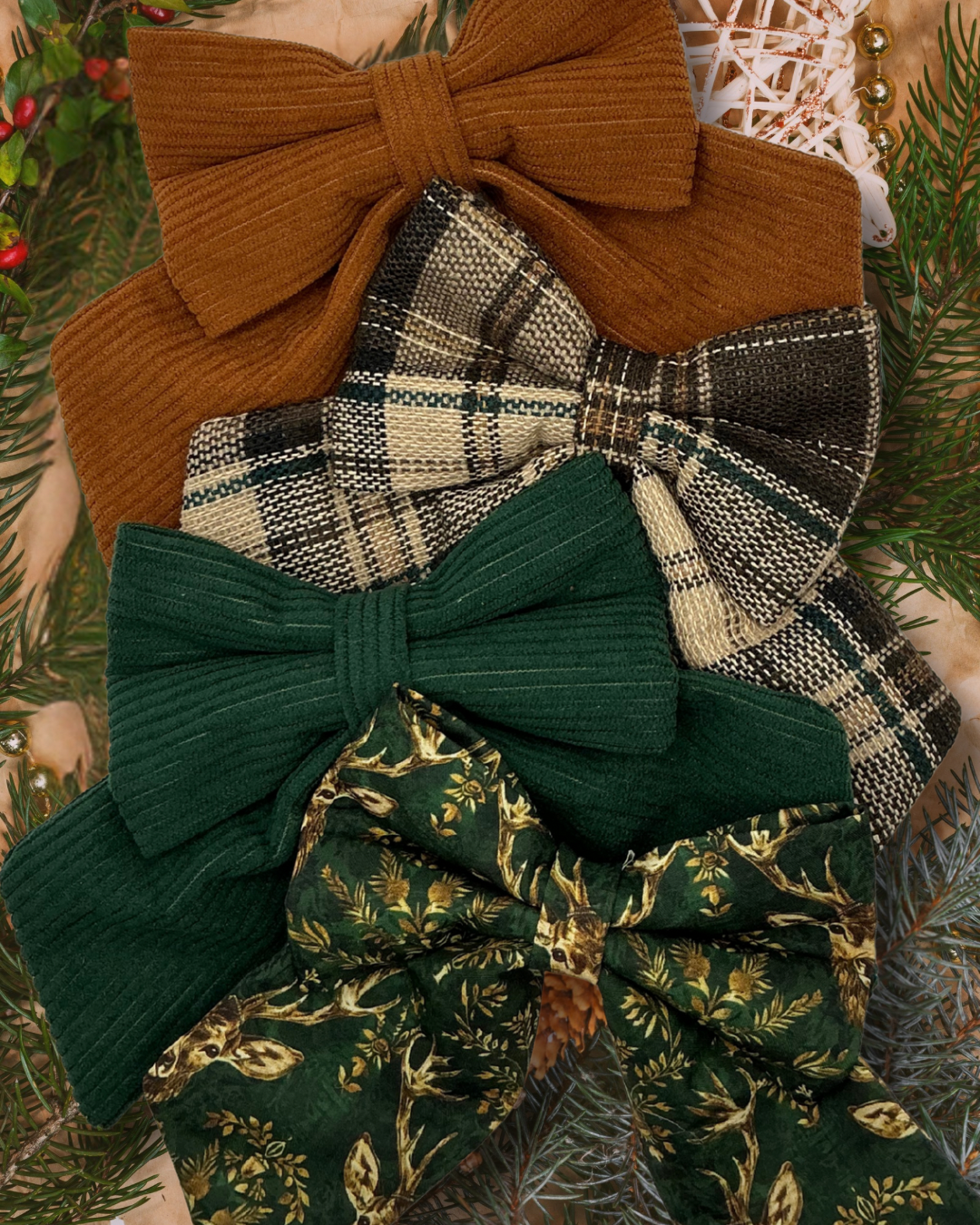 Dark Green Corduroy Sailor Bow