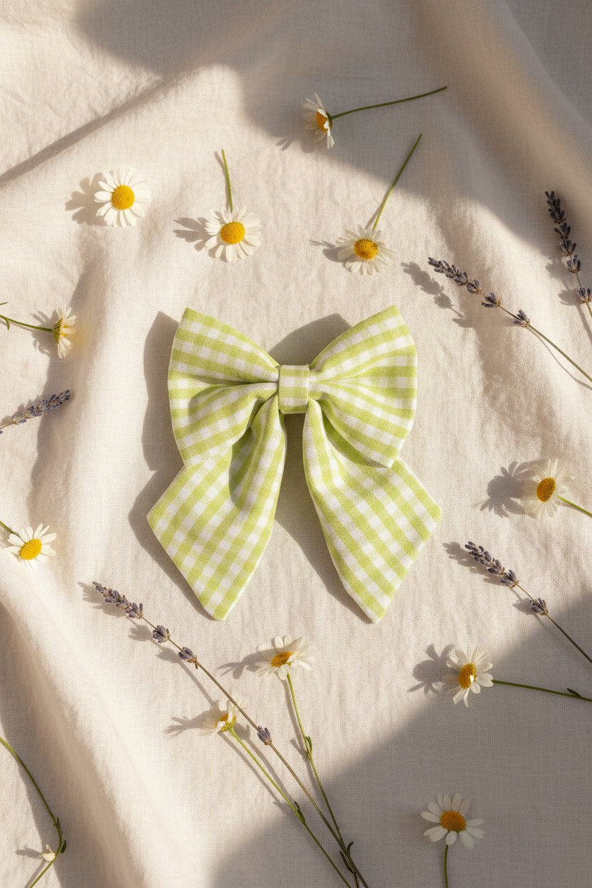 Picnic Pals - Lime Strut Dog Sailor Bow