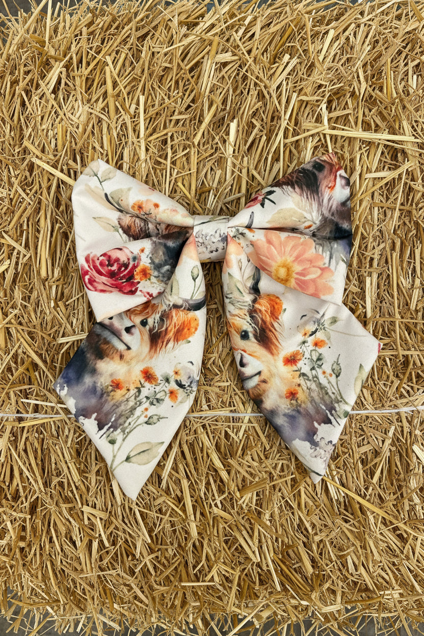 Fur-tastic Florals Highland Cow Sailor Bow