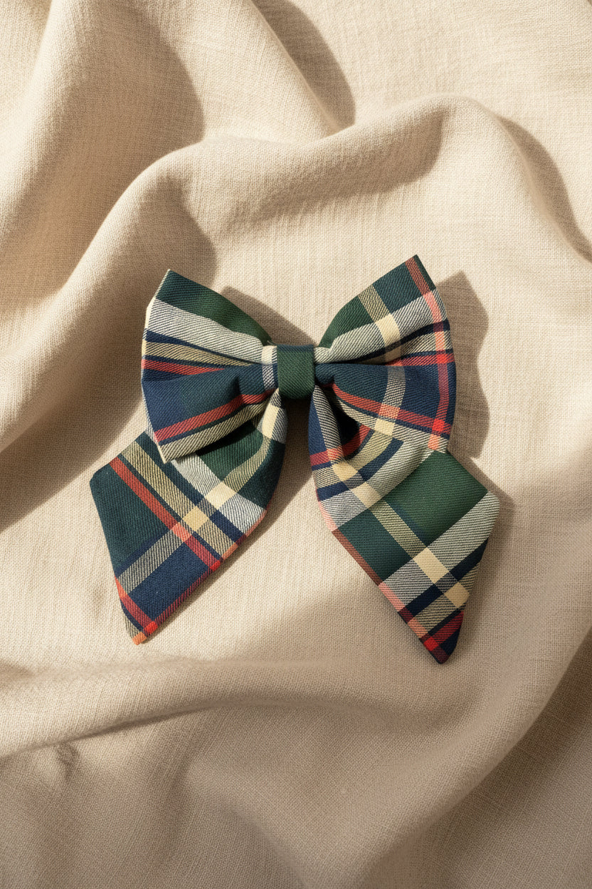 Countryside Club - Green Plaid Hair Bow Tie