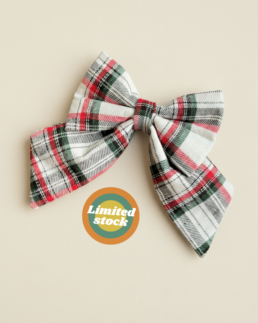 Heritage Hound Sailor Bow - White Plaid