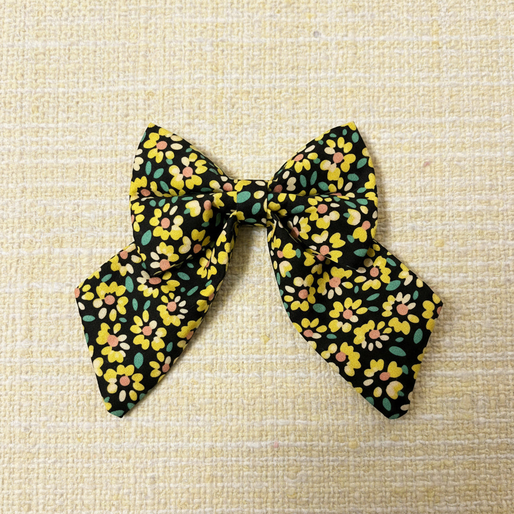 Floral Collar Sailor Bow – Yellow Sunflower Print