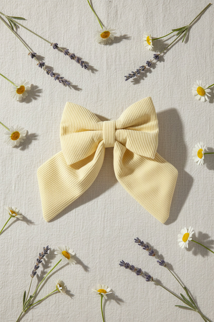 Everyday Corduroy Sailor Bow - Buttercream