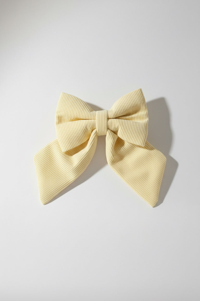 Buttercream Corduroy Sailor Bow