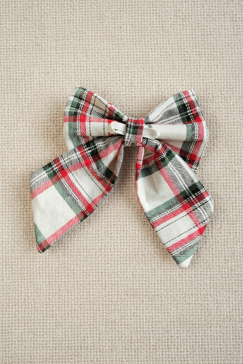 Heritage Hound Sailor Bow - White Plaid