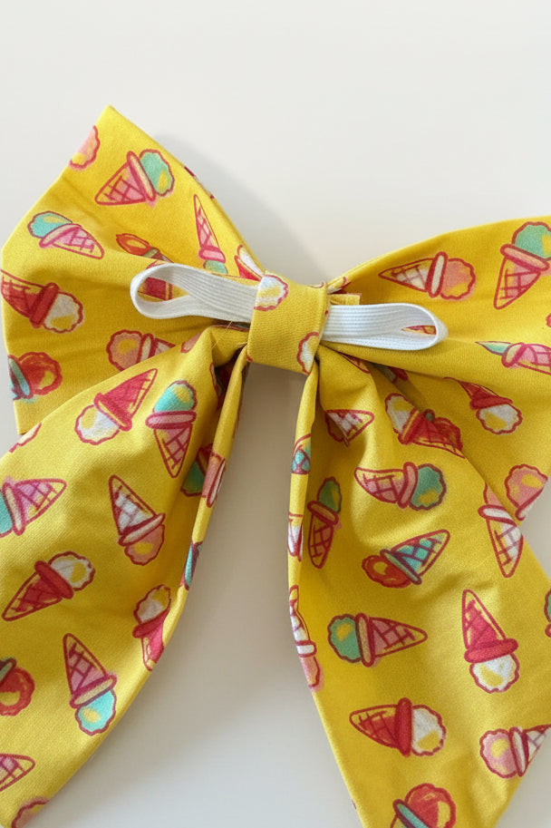 Ice Cream Print Dog Sailor Bow