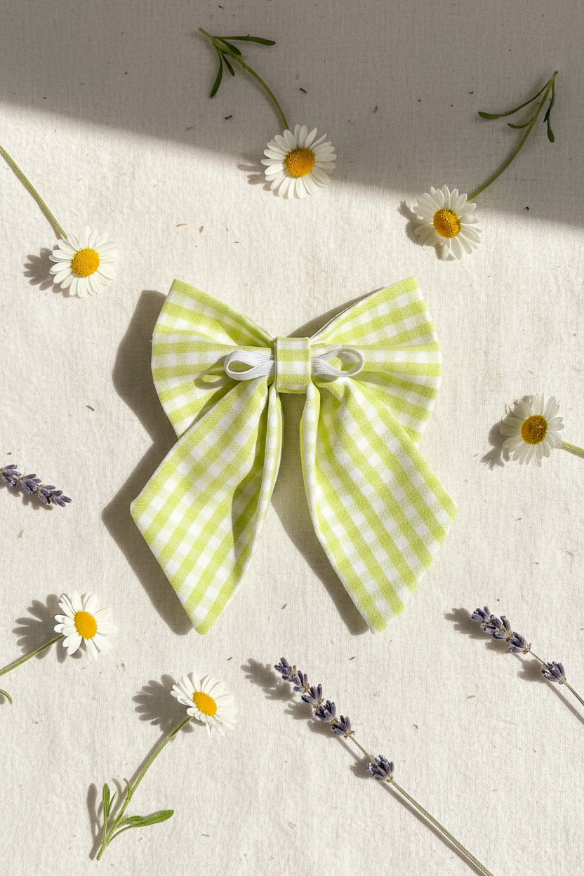 Picnic Pals - Lime Strut Dog Sailor Bow