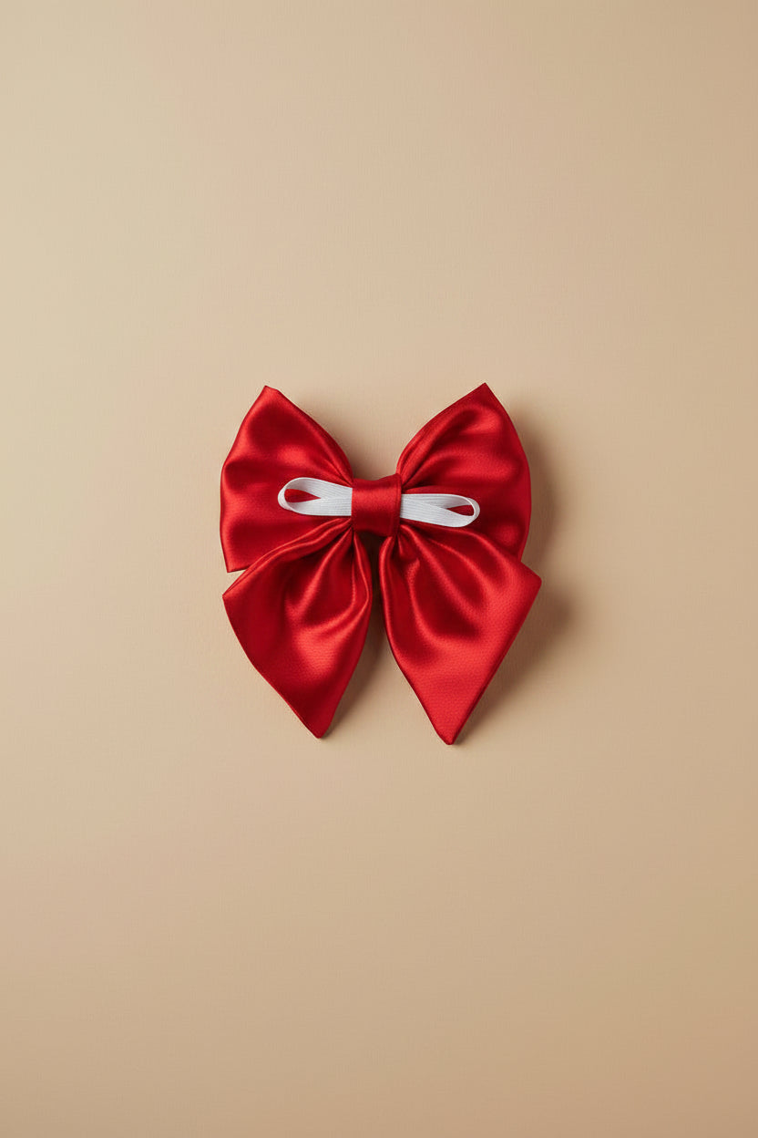 Little Satin Rambler Bow - Ruby Red