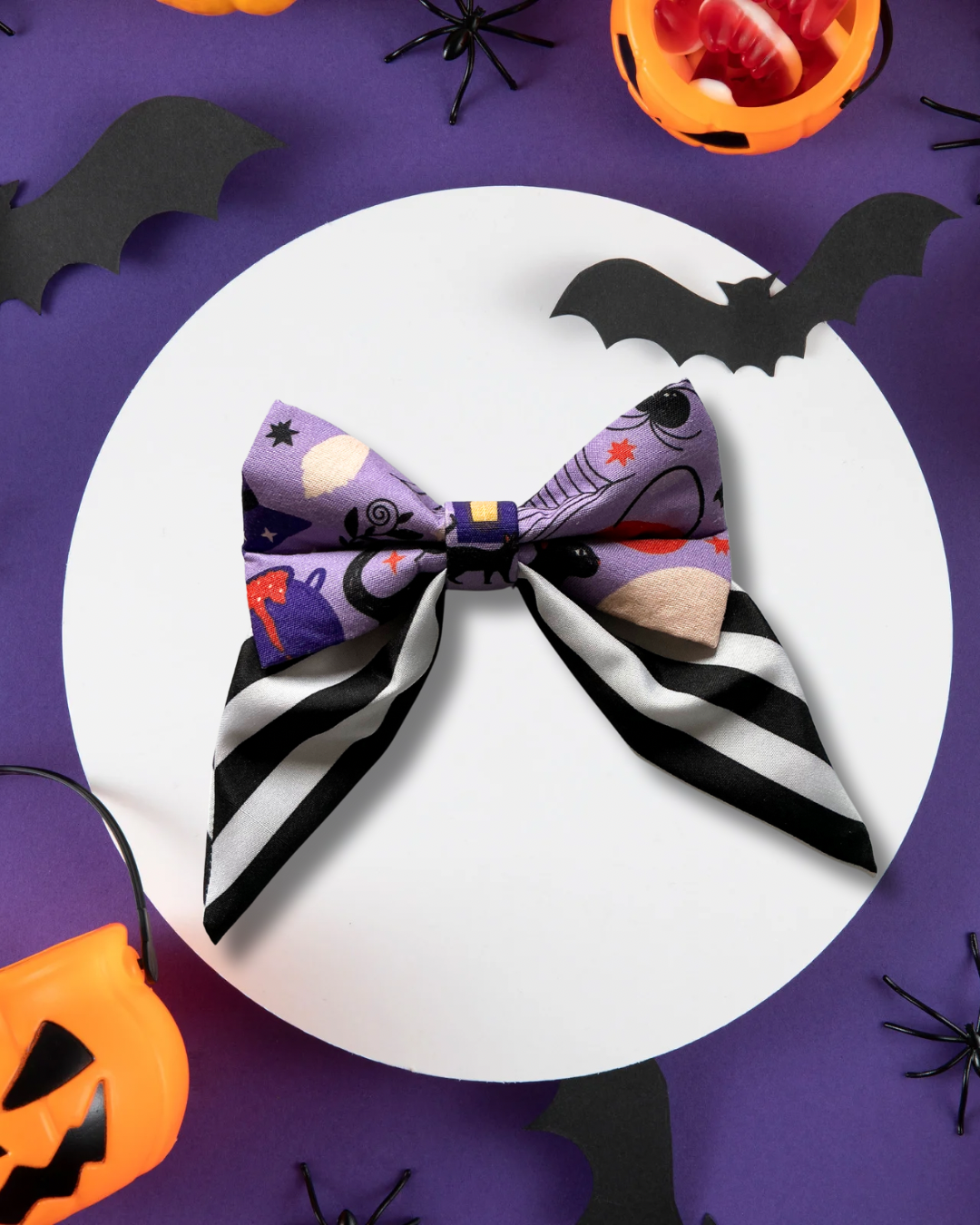 Purple Halloween Fang Tail Sailor Bow