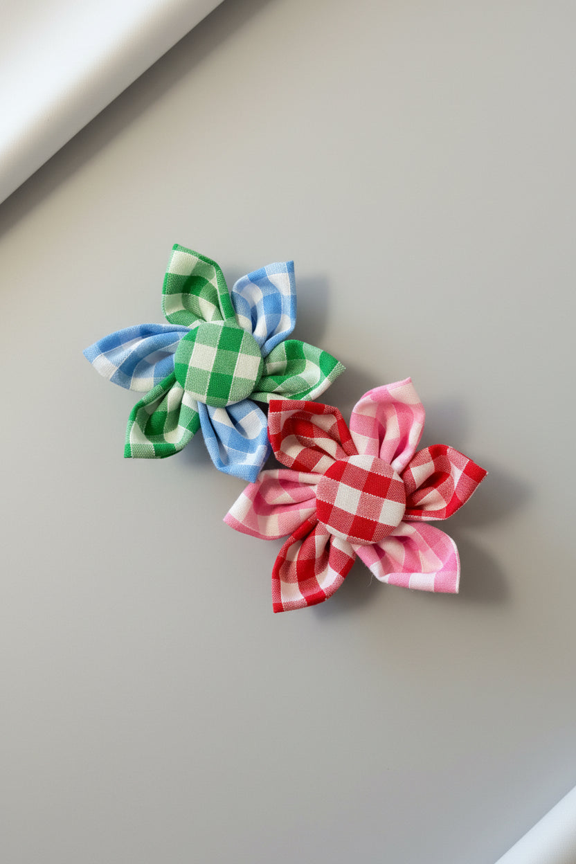 Picnic Pals - Mixed Gingham Collar Flower