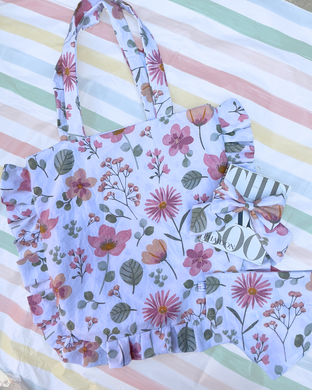 Picnic PAWfect: Cottage Charm Peach Tote Bag
