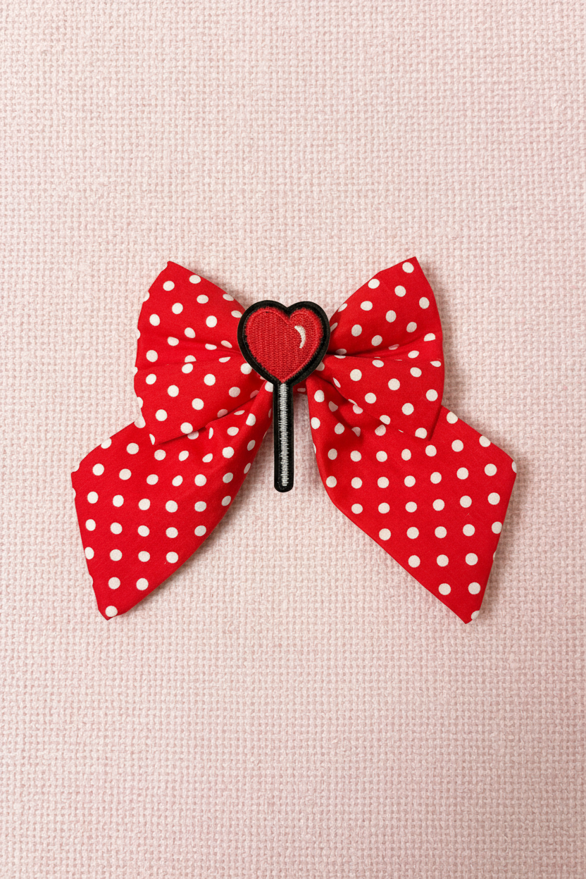 Red Polka Dot Love Heart Sailor Bow