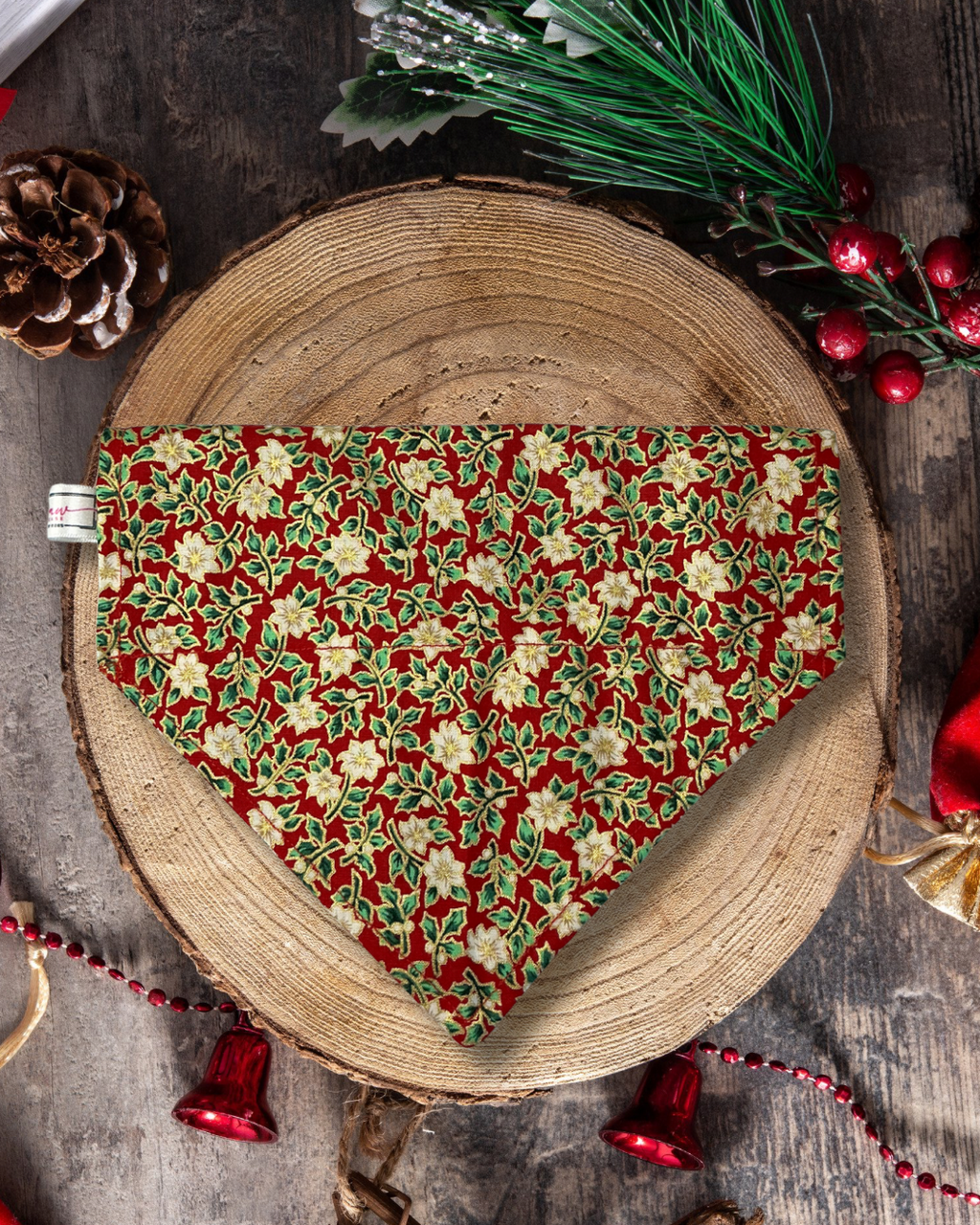 Festive Bloom Christmas Bandana