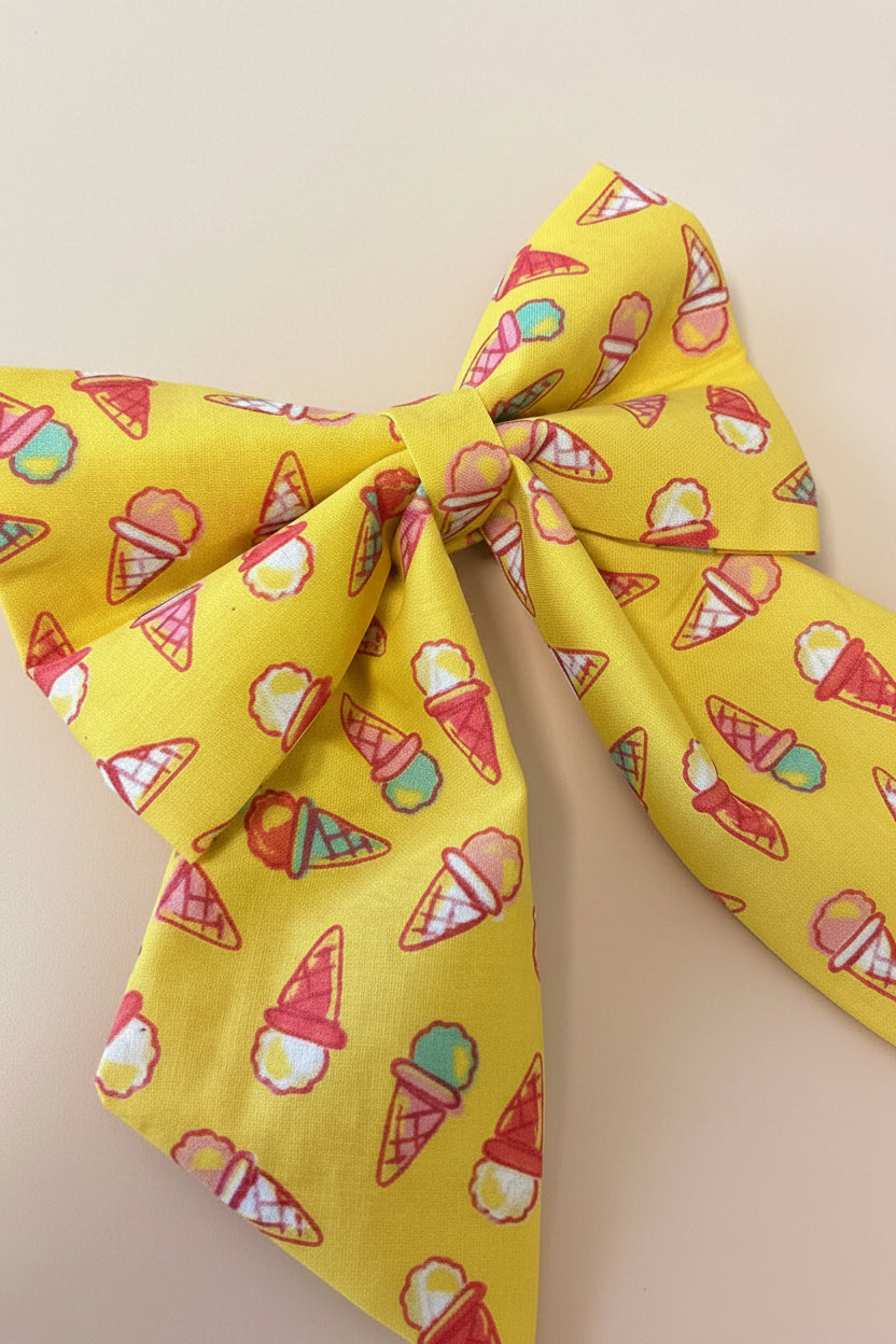 Ice Cream Print Dog Sailor Bow