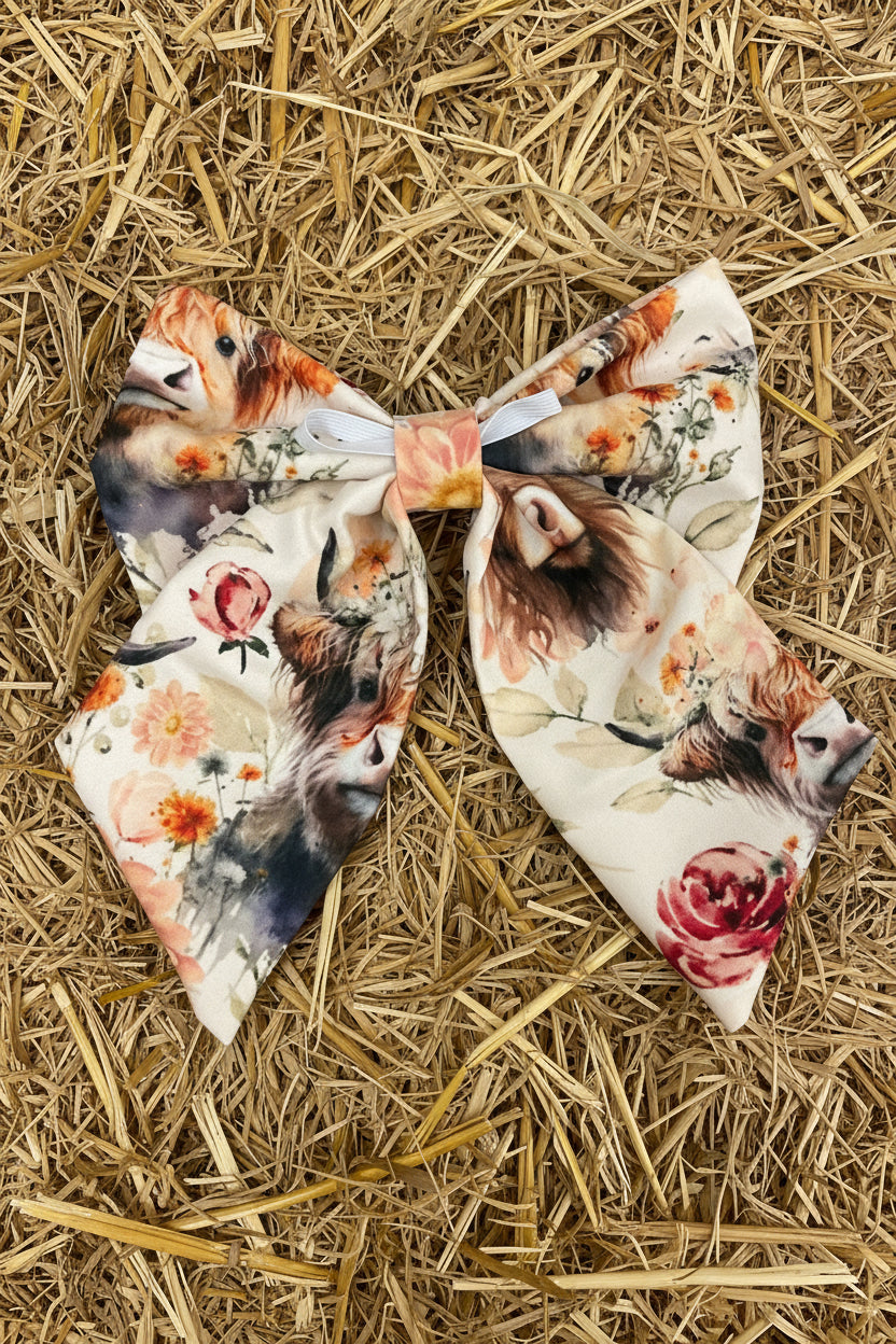 Fur-tastic Florals Highland Cow Sailor Bow