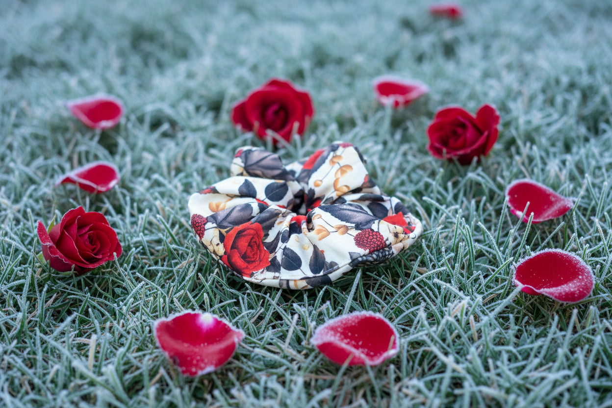 Vintage Winter Florals Matching Hair Scrunchie