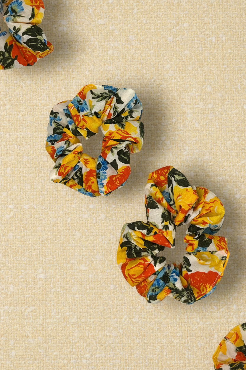 Fur-tastic Florals Yellow Scrunchie