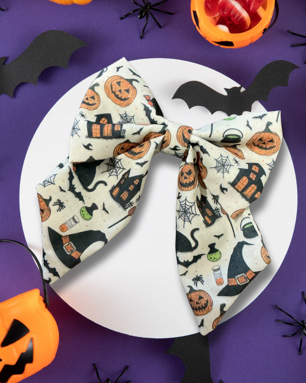 Cream Halloween Sailor Bow
