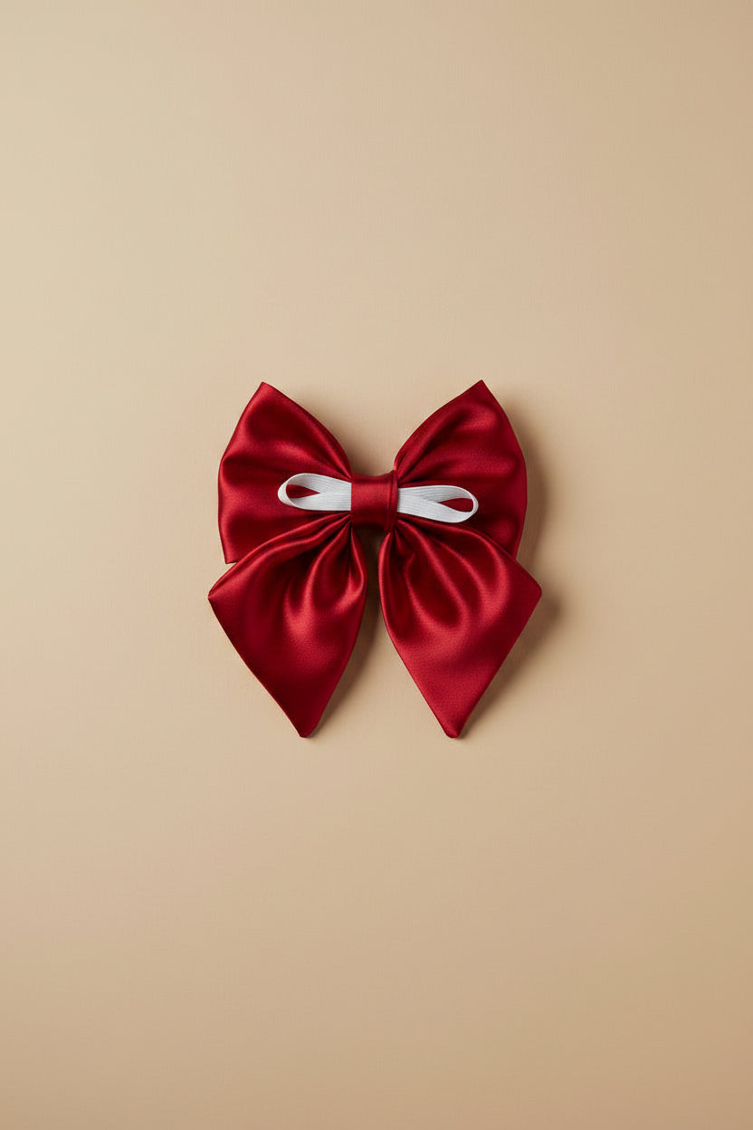 Little Satin Rambler Bow - Burgundy