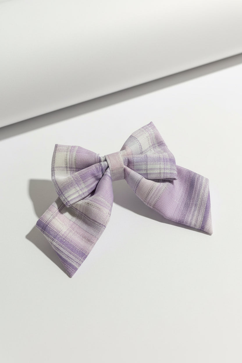 Heritage Hound - Lilac Shimmer Check Sailor Bow