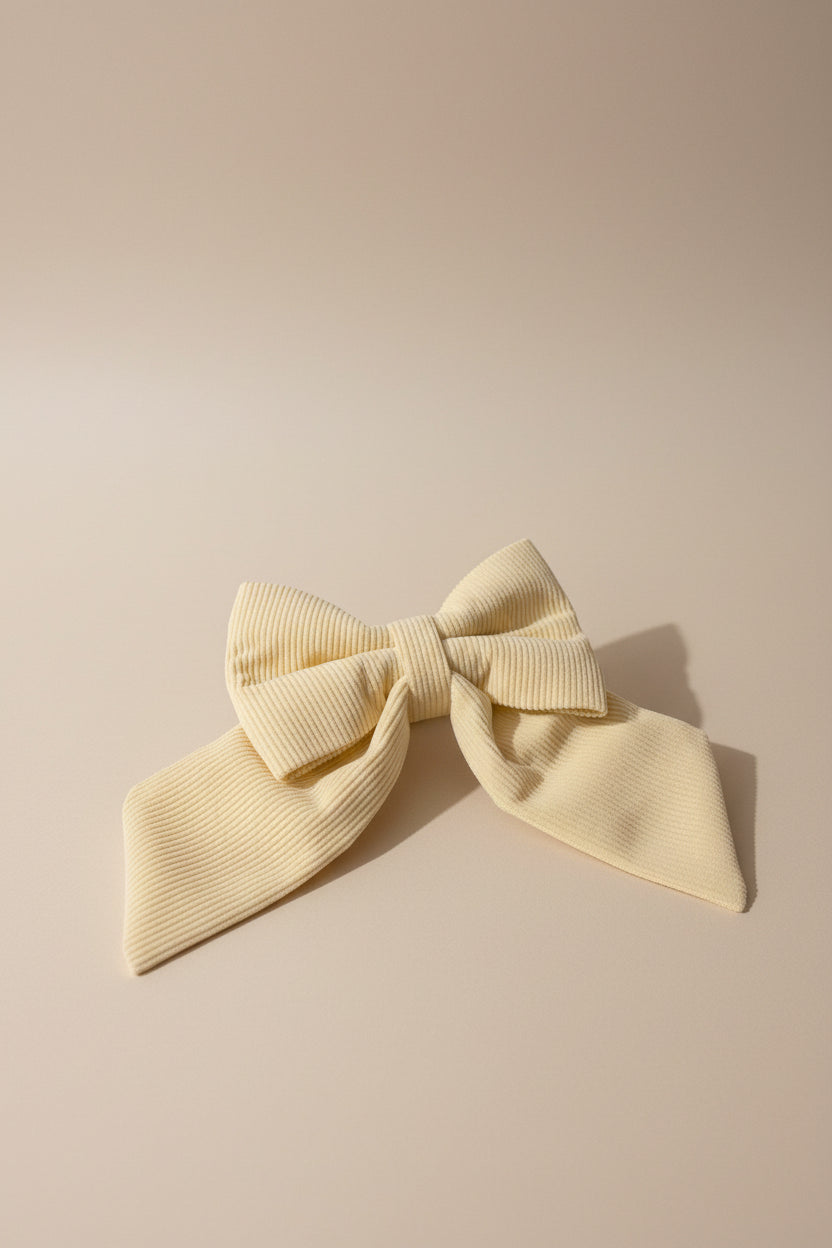Buttercream Corduroy Sailor Bow