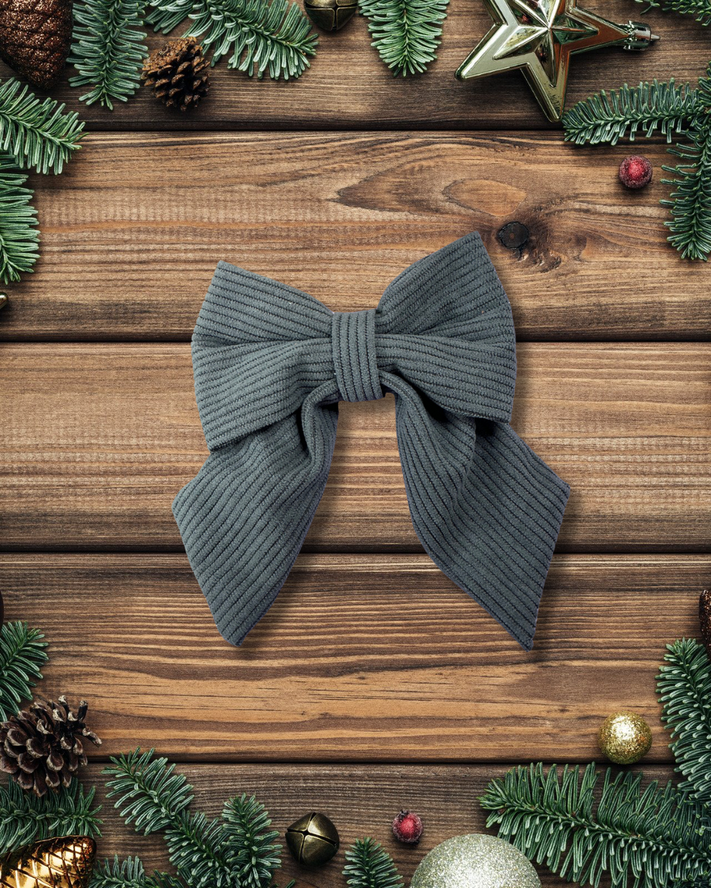Grey Corduroy Sailor Bow