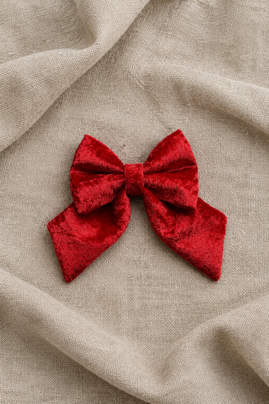 Season Season - Ruby Red Crushed Velvet Sailor Bow (Bestseller)