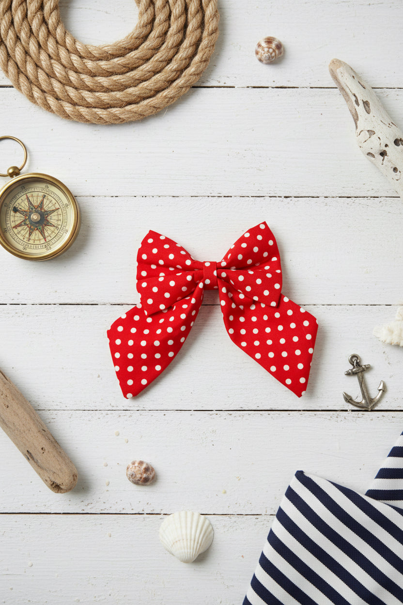 Red Polka Dot Sailor Bow