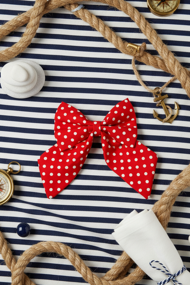 Red Polka Dot Sailor Bow
