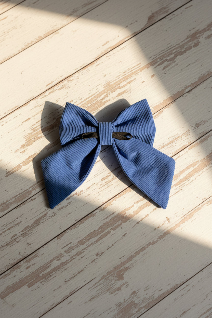 Everyday Corduroy Sailor Bow - Deep Blue