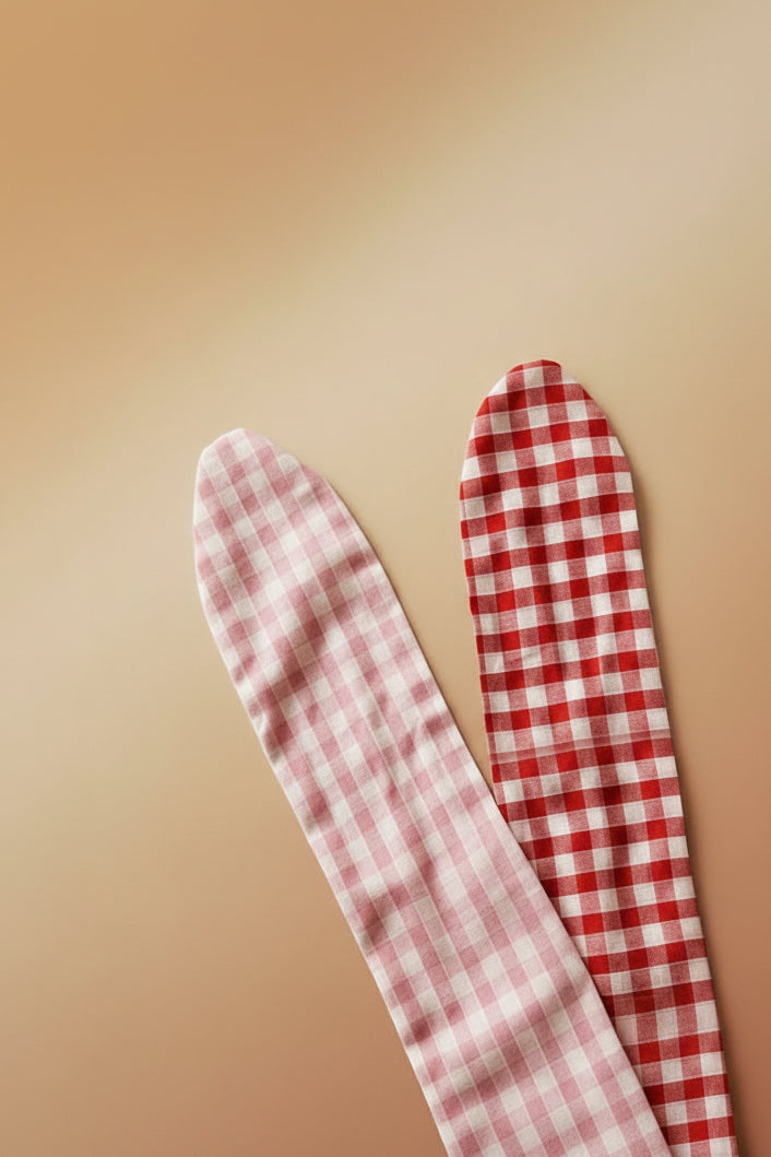Picnic Pals - Reversible Gingham Dog Neckerchief - Pink & Red