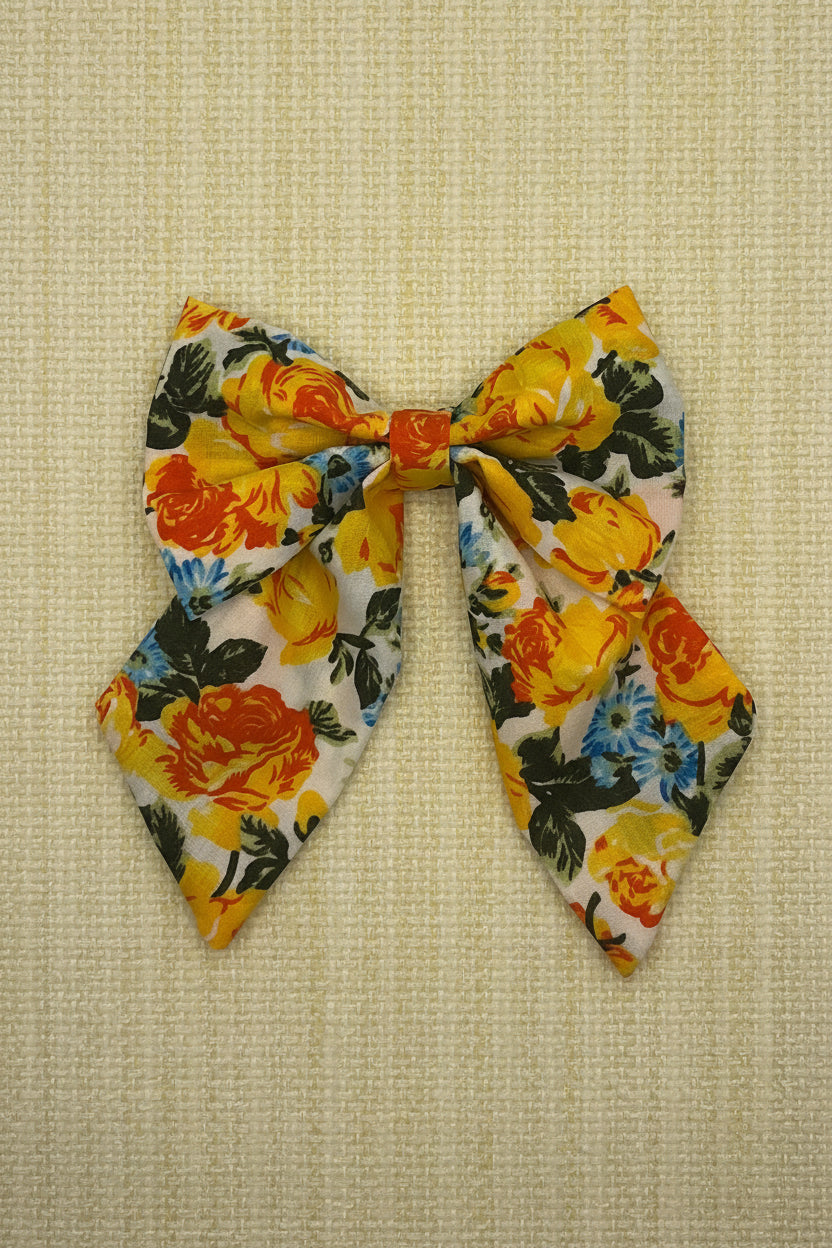 Fur-tastic Florals Yellow Sailor Bow
