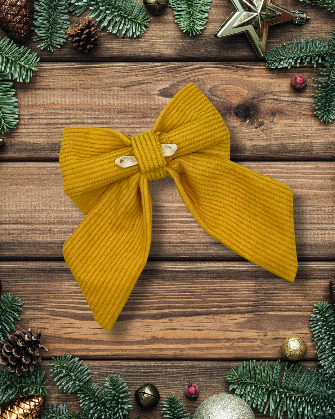 Yellow Corduroy Sailor Bow