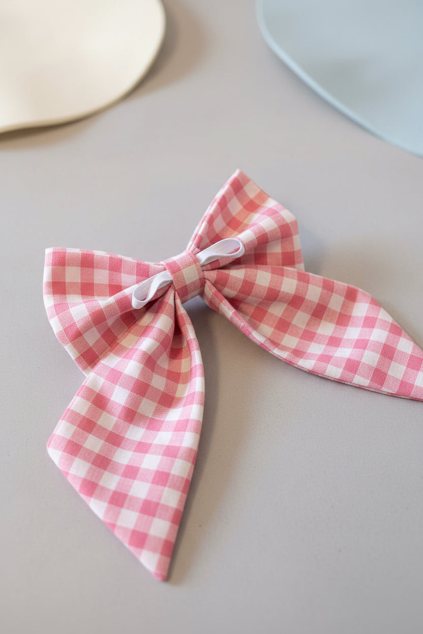 Picnic Pals - Traditional Gingham Sailor Bow Pink