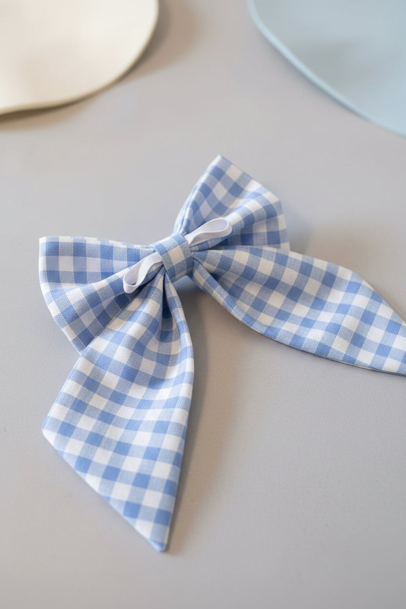 Picnic Pals - Traditional Gingham Sailor Bow Blue