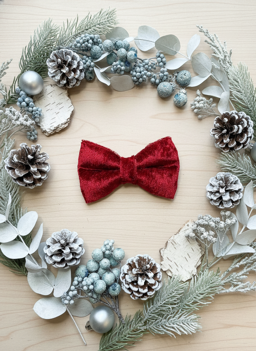 Crushed Velvet Bow Tie – Ruby Red