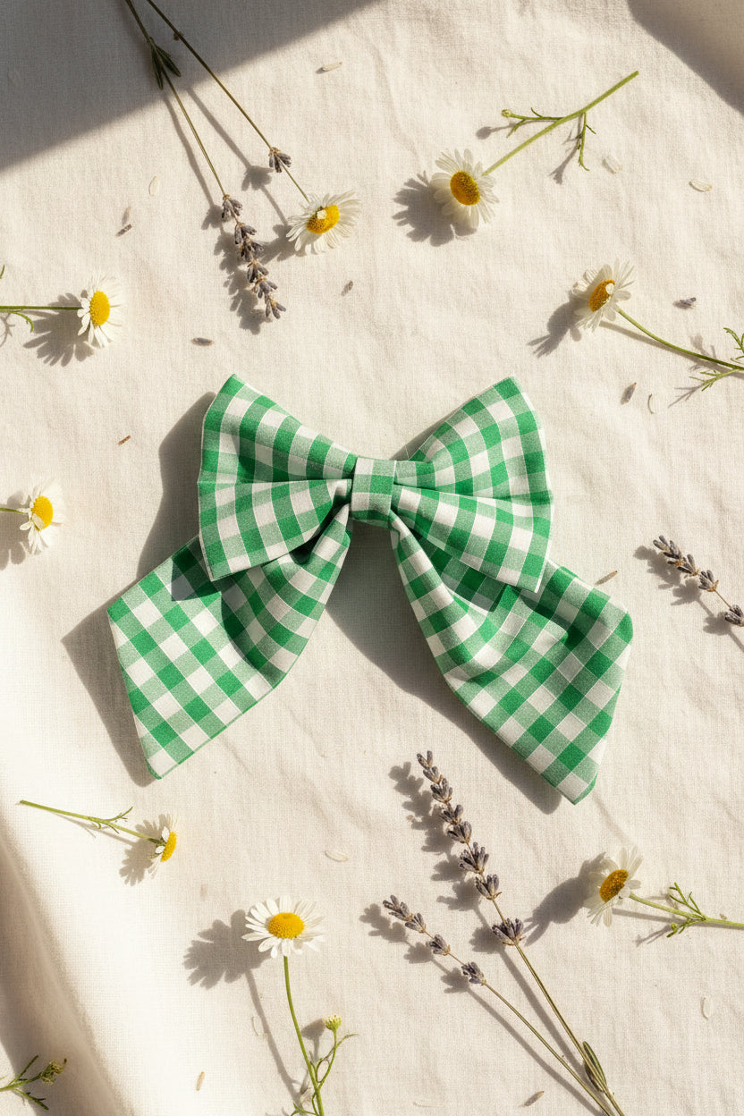 Picnic Pals - Traditional Gingham Sailor Bow Green